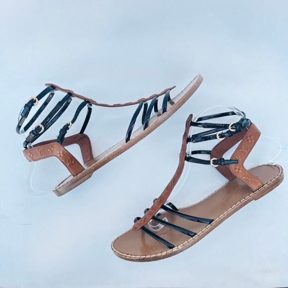 Louis Vuitton Gladiator Sandals Flats Strappy
Black LV Logo Leather 41 Ankle 11 - Picture 5 of 14